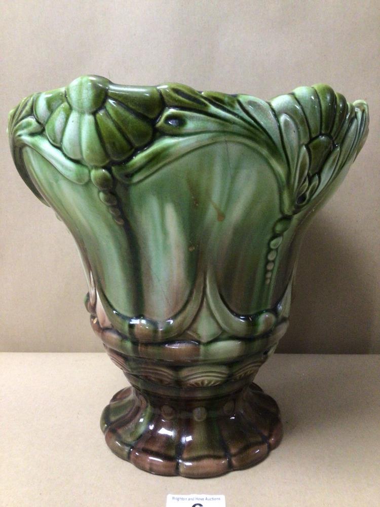 A MAJOLICA STYLED JARDINIERE PLANTER, WITH MARKINGS TO BASE (RD 844878) CHRISTOPHER DRESSER - Image 3 of 4