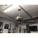 ENCOM CEILING FAN, BRASS AND WOOD