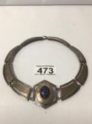 VINTAGE TAXCO 925 SILVER WITH CABOCHON SODALITE NECKLACE