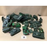 COLLECTION OF PLASTIC MILITARY TOY TANKS AND VEHICLES, SOME INCLUDING AIRFIX