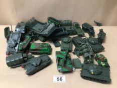 COLLECTION OF PLASTIC MILITARY TOY TANKS AND VEHICLES, SOME INCLUDING AIRFIX