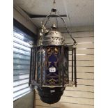 A VINTAGE COPPER MOROCCAN LANTERN, 80CM