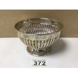 EDWARDIAN HALLMARKED SILVER CIRCULAR HALF FLUTED BOWL BY MAPPIN AND WEBB, 10.5CM, 198 GRAMS