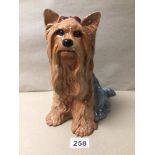 A LARGE VINTAGE BESWICK ENGLAND STAMPED YORKSHIRE TERRIER FIGURINE, 26CM