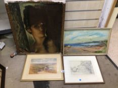 FRANCIS B TIGHE, (1904), FRAMED AND GLAZED COUNTRYSIDE WATERCOLOUR. A.M MURRAY, (1971/2), FRAMED OIL