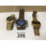 THREE GENT'S WATCHES, DANIEL HECHTER, ASTRON, AND 1970'S DIGITAL