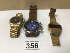 THREE GENT'S WATCHES, DANIEL HECHTER, ASTRON, AND 1970'S DIGITAL