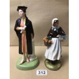 TWO ROYAL DOULTON FIGURINES (THE GRADUATE) HN3016 AND (COUNTRY LASS) HN1991