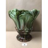 A MAJOLICA STYLED JARDINIERE PLANTER, WITH MARKINGS TO BASE (RD 844878) CHRISTOPHER DRESSER