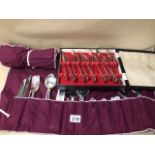 AN EXTENSIVE COLLECTION OF SILVER-PLATED AND WHITE METAL CUTLERY INCLUDES A CASED BUTLER SET AND