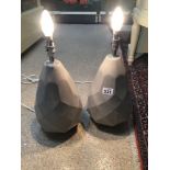 PAIR OF GREY MODERN CHINA LAMPS