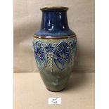 ROYAL DOULTON GLAZED STONEWARE BALUSTER SHAPED VASE WITH TUBE LINED DECORATION BY FLORRIE JONES,