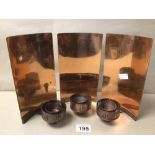 SET OF THREE COPPER WALL-MOUNTED, RECTANGULAR CANDLE HOLDERS