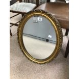 VINTAGE-STYLED WALL MIRROR IN OVAL FORM WITH GILT FRAME, 42CM X 52CM