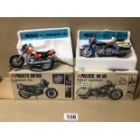 TWO VINTAGE DIE CAST POLISTIL MODEL MOTORCYCLES, KAWASAKI 750 (MS103) AND HARLEY-DAVIDSON 1200 (