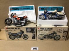 TWO VINTAGE DIE CAST POLISTIL MODEL MOTORCYCLES, KAWASAKI 750 (MS103) AND HARLEY-DAVIDSON 1200 (
