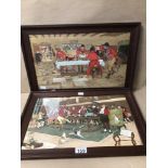 PAIR OF CECIL ALDIN (1870-1935) SIGNED FOX HUNT/CLUB PRINTS, FRAMED AND GLAZED, BEING 45CM X 29CM,