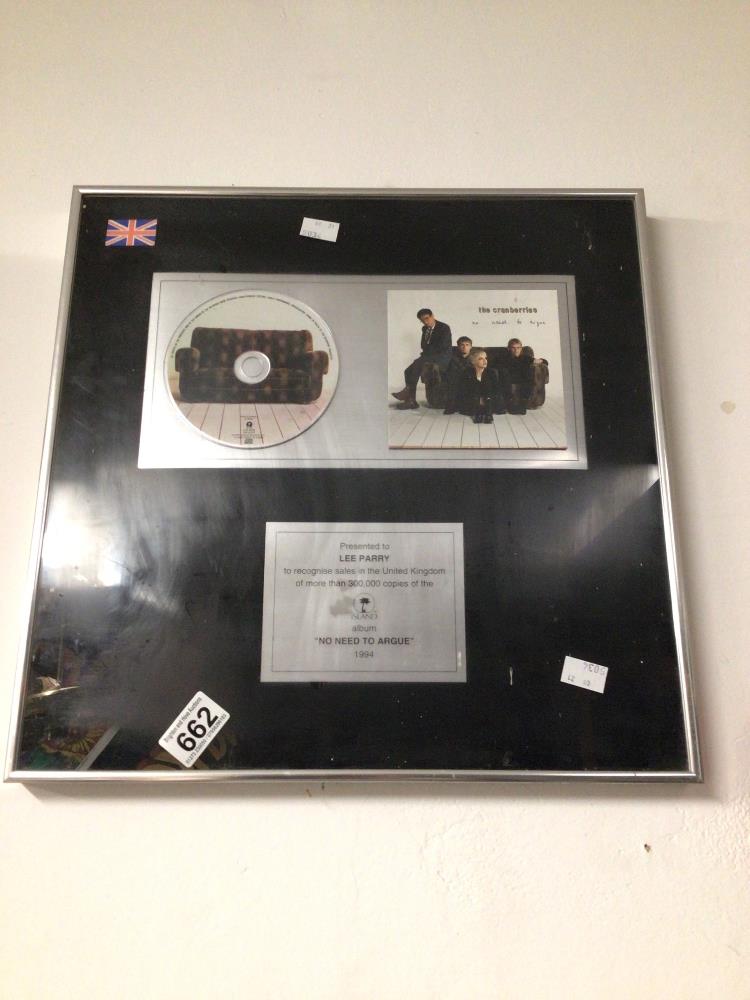 PRESENTATION DISC BY ISLAND, ALBUM (NO NEED TO ARGUE) 1994, FOR RECOGNISE SALES, 300'000 COPIES,