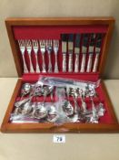 MIXED CANTEEN SET OF SILVER-PLATED/STAINLESS STEEL FLATWARE, INCLUDES OSBORNE AND SMITH SEYMOUR