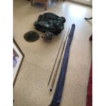 COLLECTION OF FISHING/ANGLING ITEMS, BERNARD SEALEY MARSDEN 10FT 2 PIECE ROD, 12FT ROD, TWO-PIECE