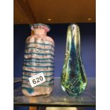 TWO PIECES OF MDINA ART GLASS, 21CM