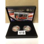TWO CASED WITH C.O.A, 50 TH ANNIVERSARY OF THE FIRST MINT FIVE POUNDS SILVER COINS