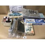 BOX OF SCALE MODEL KITS AND PAINTS, INCLUDES AIRFIX AND MORE, SOME BOXED AND SOME SEALED IN BAGS, (