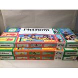 THREE BOXES OF VINTAGE 1970S PHILIFORM 670 CONSTRUCTION KITS, USED CONDITION,