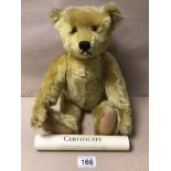 LIMITED EDITION STEIFF TEDDY BEAR 1908 ‘BLOND 40’ (1994 REPLICA), WITH CERTIFICATE NO. 00998, IN
