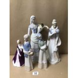 FIVE MIXED PORCELAIN FIGURINES, INCLUDES TENGRA, PORCEVAL, AND THREE MORE