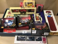 COLLECTION OF BOXED DIE-CAST CARS, MOTORCYCLES, AND OTHER VEHICLES INCLUDES CORGI, LLEDO, MAISTO,