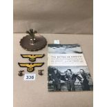 BATTLE OF BRITAIN MAGAZINE 1940, WITH GERMAN BADGES, WELSH GUARDS ASHTRAY, AND BRITISH LEGION