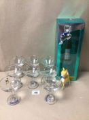 BABYCHAM GIFT BOX SET OF SPARKLING PERRY AND GLASS, TOGETHER WITH A SET OF EIGHT ADDITIONAL BABYCHAM