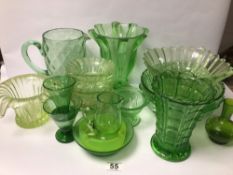 MIXED VINTAGE GREEN AND URANIUM GLASS