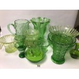 MIXED VINTAGE GREEN AND URANIUM GLASS