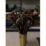 LARGE QUANTITY OF WALKING STICKS AND MORE, CARVED, CANE, SILVER TOP AND MORE