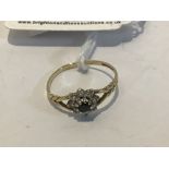 375 YELLOW GOLD RING WITH CUBIC ZIRCONIA STONES, SIZE O