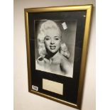 DIANA DORS BLACK AND WHITE PHOTOGRAPH SIGNED 31 X 45CM