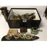 MIXED ITEMS BRASS, PLATEWARE AND MORE, HIP FLASK AND MORE