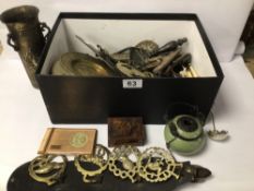 MIXED ITEMS BRASS, PLATEWARE AND MORE, HIP FLASK AND MORE
