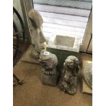 CONCRETE GARDEN ITEMS, EASTER ISLAND 59CM, OWL 46CM AND MORE