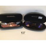 ORIGINAL PAIR OF CHANEL AND GUCCI SUNGLASSES WITH ORIGINAL CASES