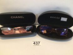 ORIGINAL PAIR OF CHANEL AND GUCCI SUNGLASSES WITH ORIGINAL CASES