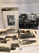 MIXED COLLECTION OF RAILWAY BLACK AND WHITE PHOTOGRAPHS AND POSTCARDS