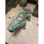 VINTAGE CONCRETE GARDEN CROCODILE, 74CM