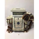 A LARGE CERAMIC ELEPHANT GARDEN STOOL, 34 X 44CM