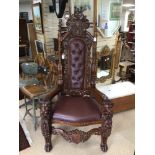 LARGE GOTHIC LION THRONE CHAIR, 181CM