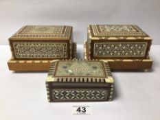 TWO VINTAGE CIGARETTE BOXES ONE BEING MUSICAL ALONG WITH ONE OTHER INLAY BOX