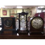 VICTORIAN EBONISED AND WALNUT MANTEL CLOCK WITH FRENCH STRIKING MOVEMENT BY LAY & CHERFILS PARIS (