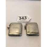 TWO EDWARDIAN HALLMARKED SILVER RECTANGULAR VESTA CASES, THE LARGEST 4.5CM